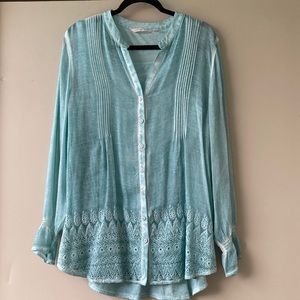 Soft Surroundings Blythe Embroidered Tunic Top with Matching Camisole